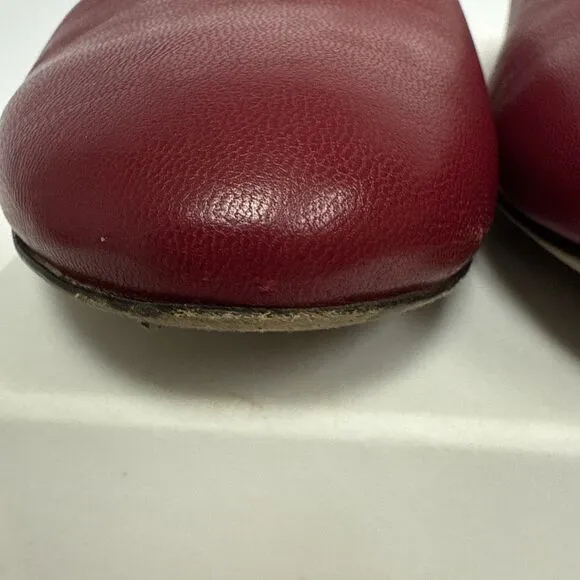 Chloe Lauren Scalloped Leather Ballet Flats Red Size EU 35.5 US 5.5