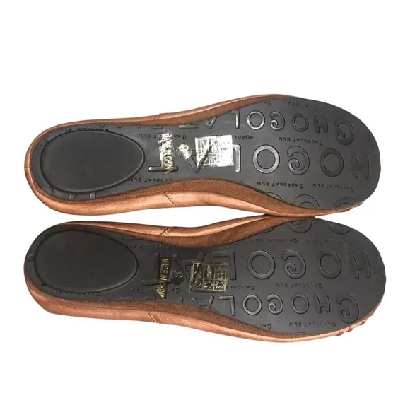 Chocolat Blu Brown Leather Pintuck Flats in Camel Loafers Preppy Classic Size 9