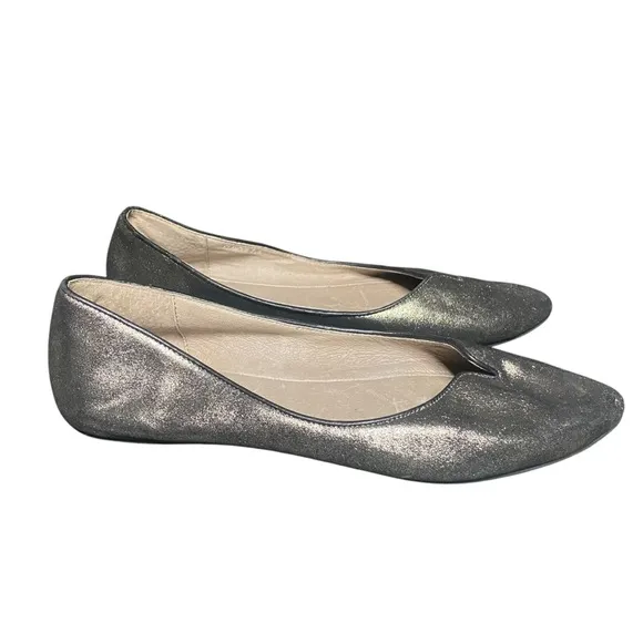 Chocolat Blu Glamour Bronze Metallic Pointed Toe Flats