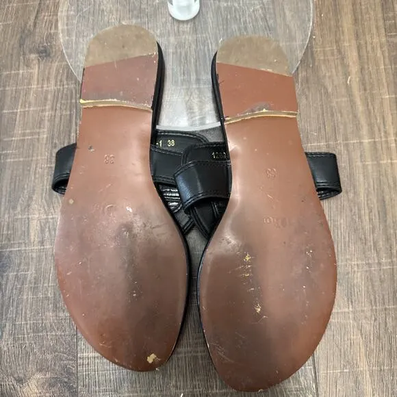 Christian Dior Women's 38 Or US 8 Montaigne Flat Slide Sandals Leather