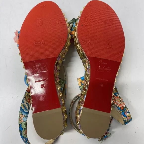 Christian Louboutin “Ariella Sevillana” Flower Wedge Espadrilles ~ 36 (5.5 US)