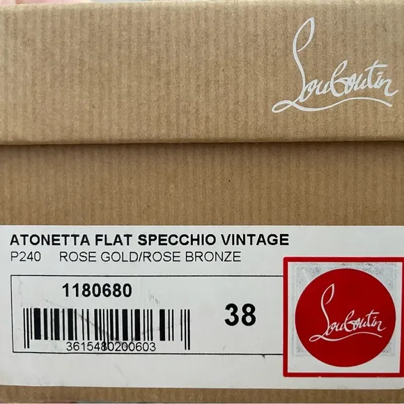 Christian Louboutin Atonetta Flat Sandals - Rose Gold size 38
