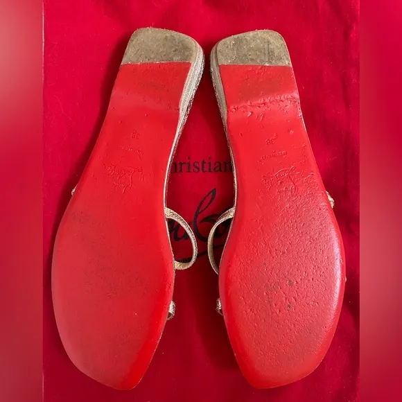 Christian Louboutin Atonetta Flat Sandals - Rose Gold size 38
