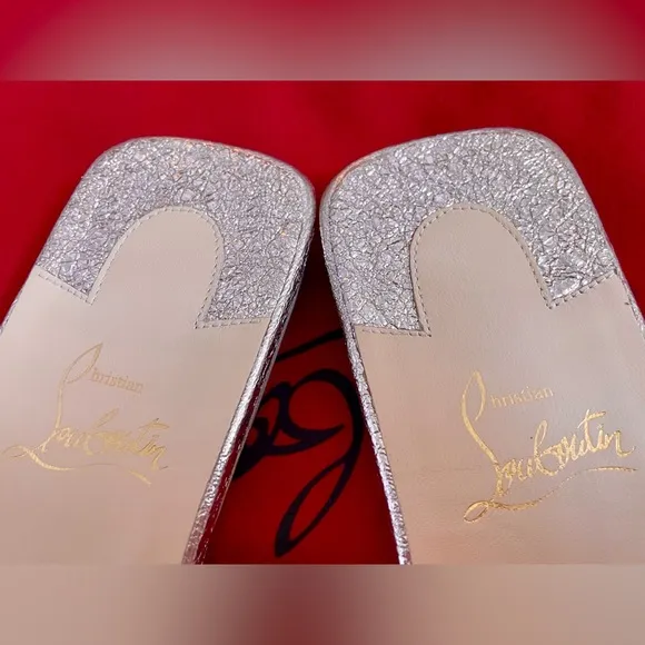 Christian Louboutin Atonetta Flat Sandals - Rose Gold size 38