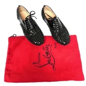 Christian Louboutin freddy studded spiked leather flats size 35
