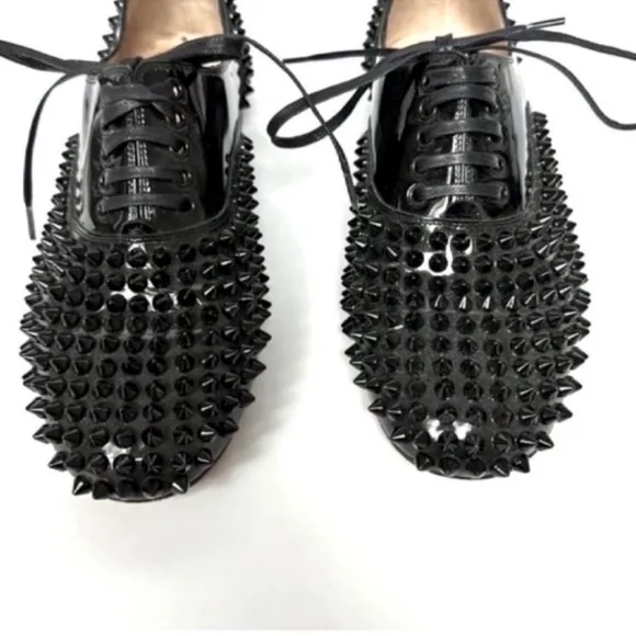 Christian Louboutin freddy studded spiked leather flats size 35