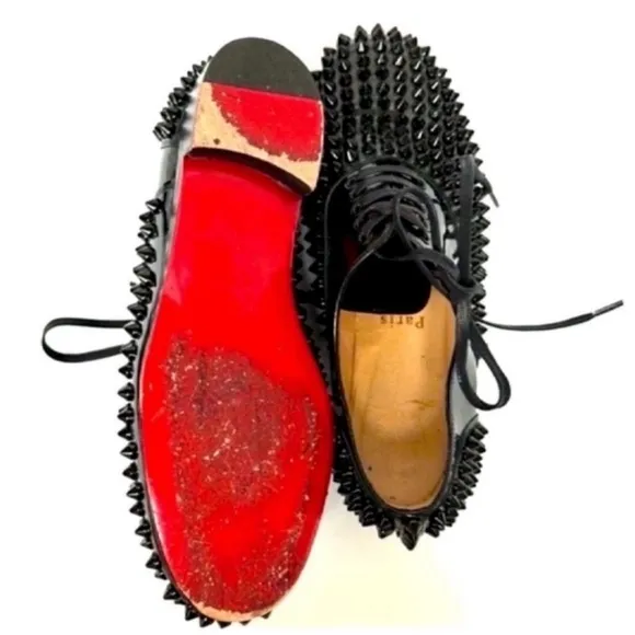 Christian Louboutin freddy studded spiked leather flats size 35