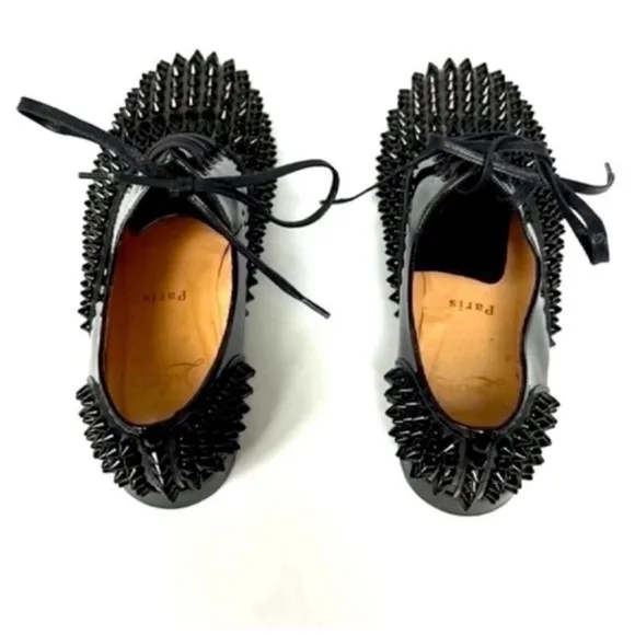 Christian Louboutin freddy studded spiked leather flats size 35