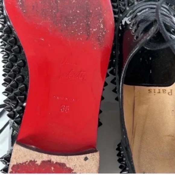 Christian Louboutin freddy studded spiked leather flats size 35
