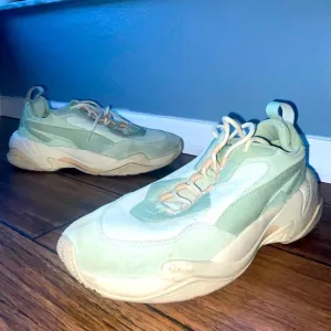 Chunky sneakers dad sneakers suede sneakers mint green neutral sneakers puma