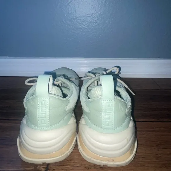 Chunky sneakers dad sneakers suede sneakers mint green neutral sneakers puma