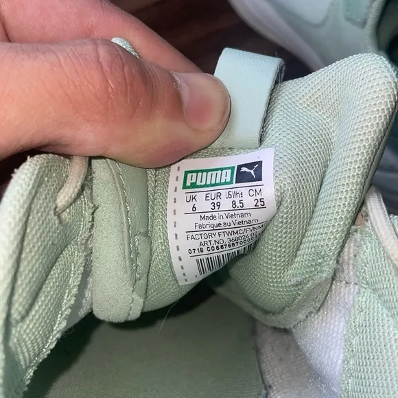 Chunky sneakers dad sneakers suede sneakers mint green neutral sneakers puma