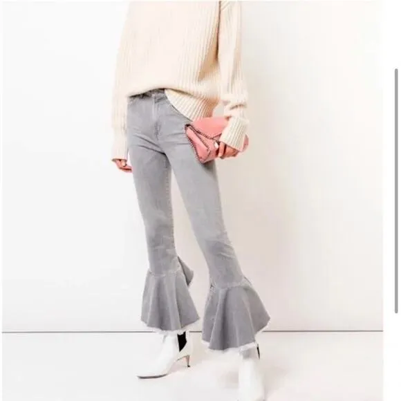 Citizens of Humanity Ash Grey Drew Flounce High Rise Jeans Sz 27