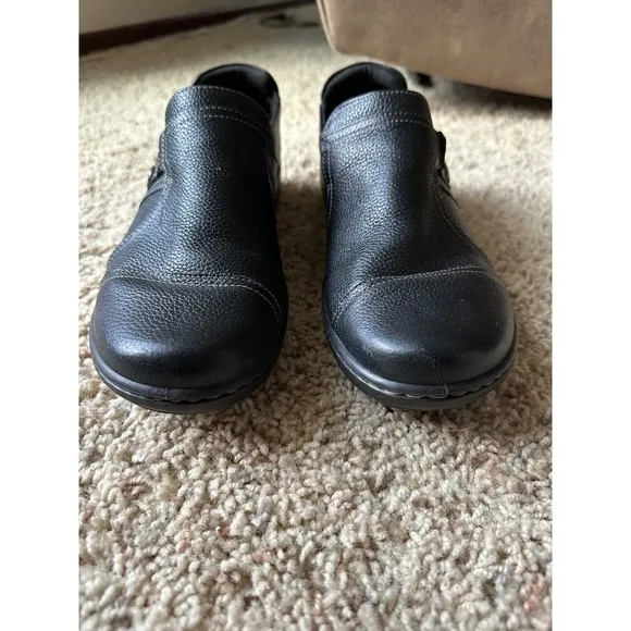 Clarks Collection Leather Slip On Loafers Comfort Casual Shoes Black‎ size 10
