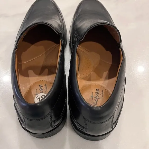 Clarks Collection Loafers Dress Shoes Slip On Comfort Black Leather 8.5