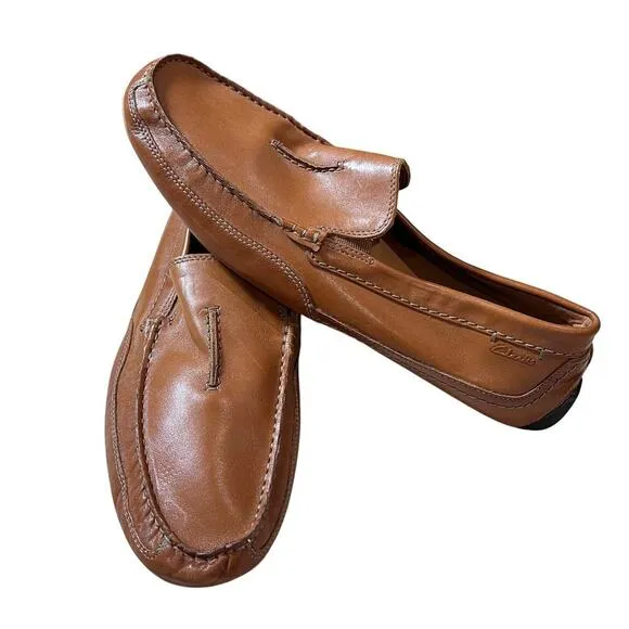 Clarks Collection Markman Plain Tan Leather Loafers Men's US 13 EU 47