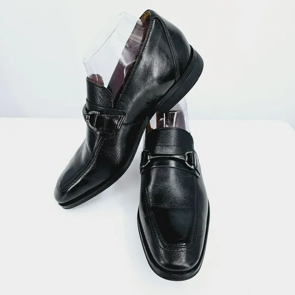 Clarks Loafers Gilman Bit 7 M Black Leather Almond Toe Slip On Classic Comfort