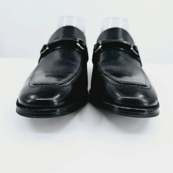 Clarks Loafers Gilman Bit 7 M Black Leather Almond Toe Slip On Classic Comfort