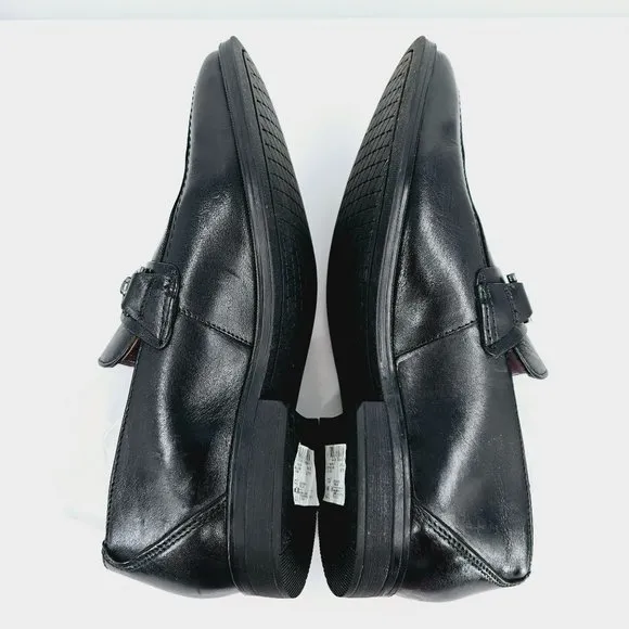 Clarks Loafers Gilman Bit 7 M Black Leather Almond Toe Slip On Classic Comfort