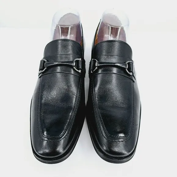 Clarks Loafers Gilman Bit 7 M Black Leather Almond Toe Slip On Classic Comfort