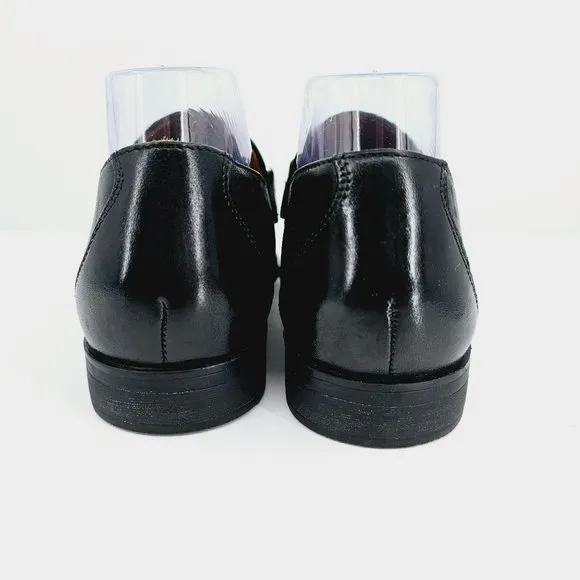 Clarks Loafers Gilman Bit 7 M Black Leather Almond Toe Slip On Classic Comfort
