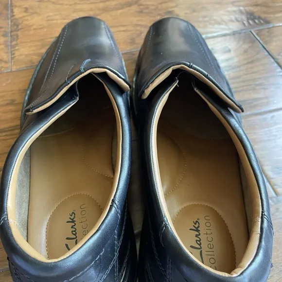 Clarks Mens‎ Escalade Step Slip-On Comfort Loafer Black Leather Size 15 M NEW