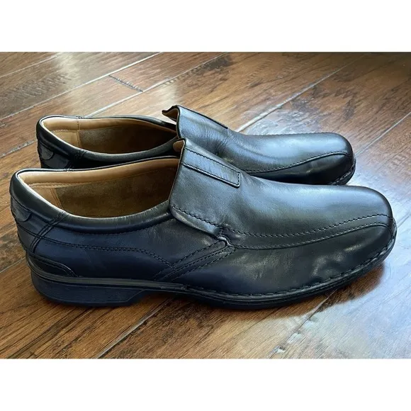 Clarks Mens‎ Escalade Step Slip-On Comfort Loafer Black Leather Size 15 M NEW