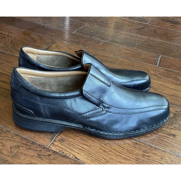 Clarks Mens‎ Escalade Step Slip-On Comfort Loafer Black Leather Size 15 M NEW