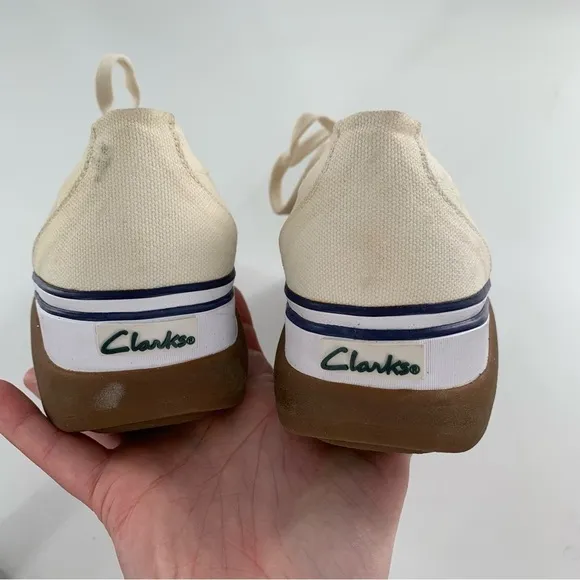 Clarks womens chunky sneakers size 7.5 canvas platforms Lace up retro