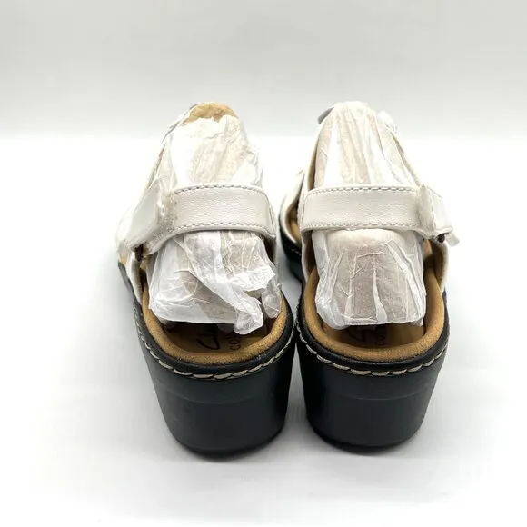 Clarks Womens Size 8.5M Merliah Sheryl White Leather Floral Sandals Shoes