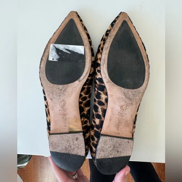 ⚡️Classic M. Gemi Cheetah Leopard Print Calf Fur Pointed Toe Flats Italy Size 39