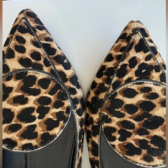 ⚡️Classic M. Gemi Cheetah Leopard Print Calf Fur Pointed Toe Flats Italy Size 39