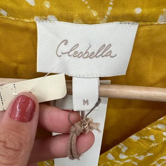 CLEOBELLA NWT Zia Organic CottonRuffle Tie Waist Mini Dress in Mustard// M