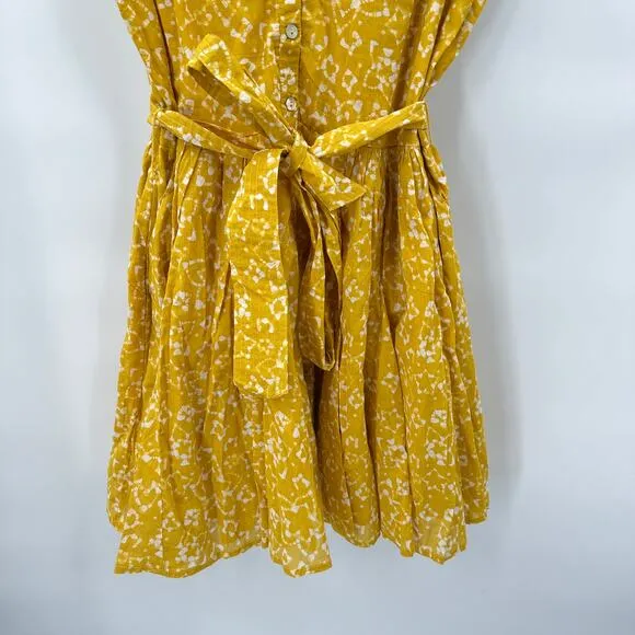 CLEOBELLA NWT Zia Organic CottonRuffle Tie Waist Mini Dress in Mustard// M