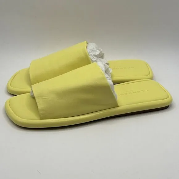 Clergerie Paris Ezy Flat Sandal Sz 6.5 Leather Slide Mule Yellow Citron