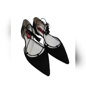 Clorinda Antinori Black Ballet Lace Up Flats, size 37