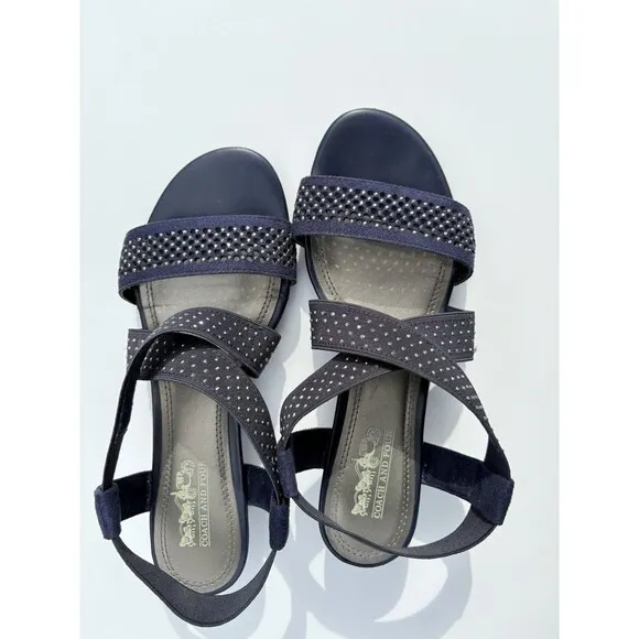 Coach and Four Navy Blue Strappy Sandals – Women’s Size 6 M