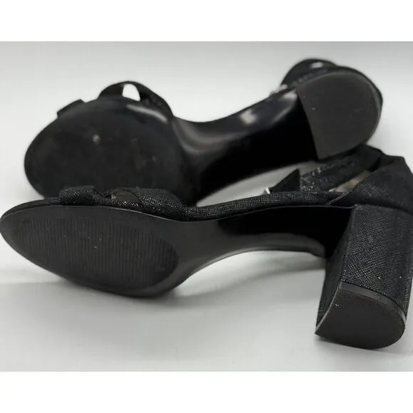 Coach And Four Womens Heel Sandals Strappy Buckle Block Heel Black Size 8.5