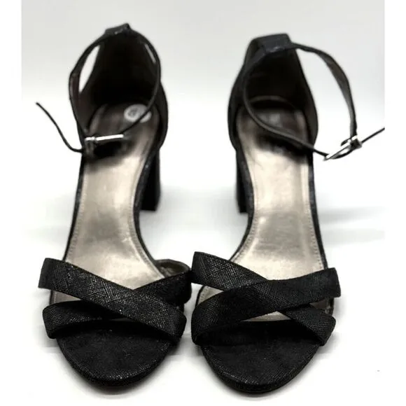 Coach And Four Womens Heel Sandals Strappy Buckle Block Heel Black Size 8.5