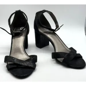 Coach And Four Womens Heel Sandals Strappy Buckle Block Heel Black Size 8.5