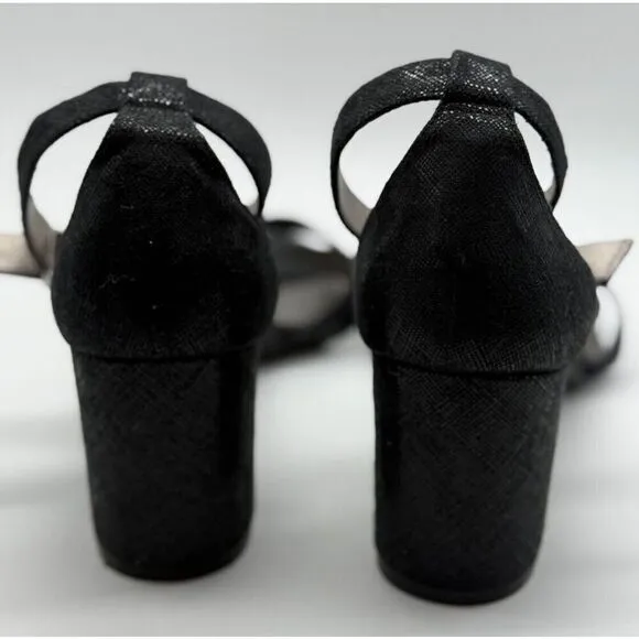 Coach And Four Womens Heel Sandals Strappy Buckle Block Heel Black Size 8.5