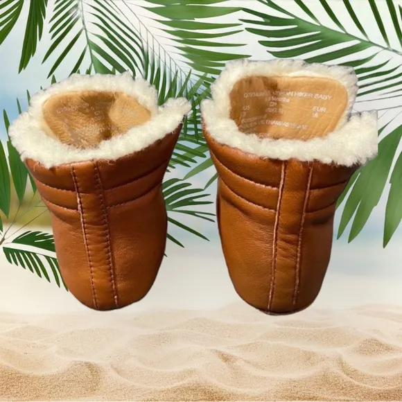 Coach Baby Boots 6-9 months  Brown Faux Leather Urban Hiker  Snow New US 3