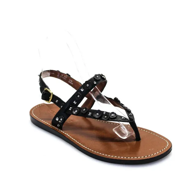 Coach black Leather Gladiator Flat Sandals 6 Black NWOT