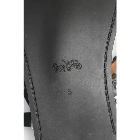 Coach black Leather Gladiator Flat Sandals 6 Black NWOT