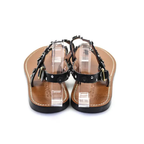 Coach black Leather Gladiator Flat Sandals 6 Black NWOT