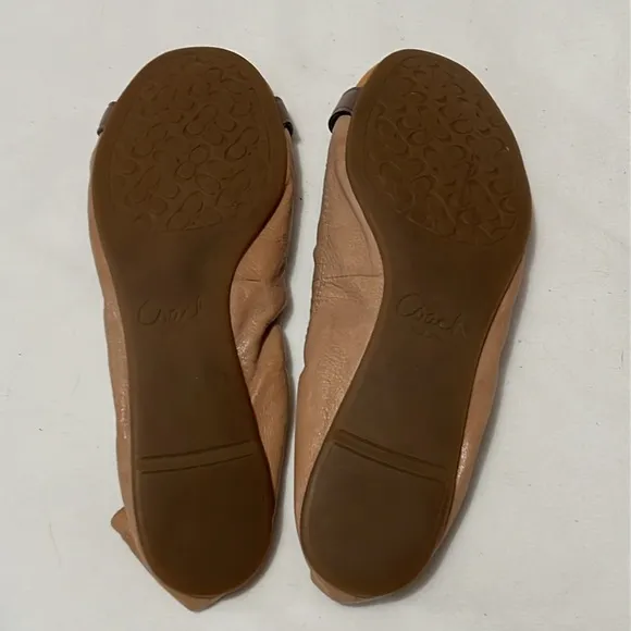 Coach Delphine Tan Leather Ballet Flats