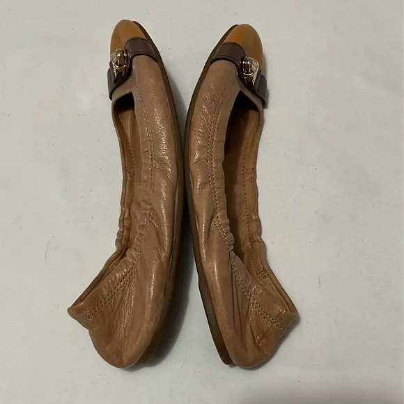 Coach Delphine Tan Leather Ballet Flats