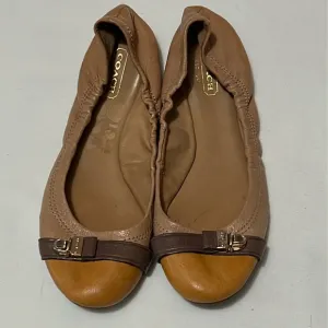 Coach Delphine Tan Leather Ballet Flats