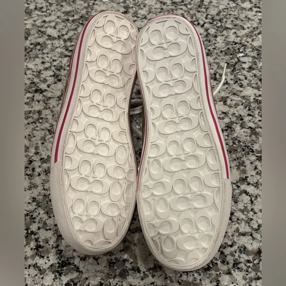 Coach High Top Sneakers Women's size 8 Pink Sequin Monogram Coach New