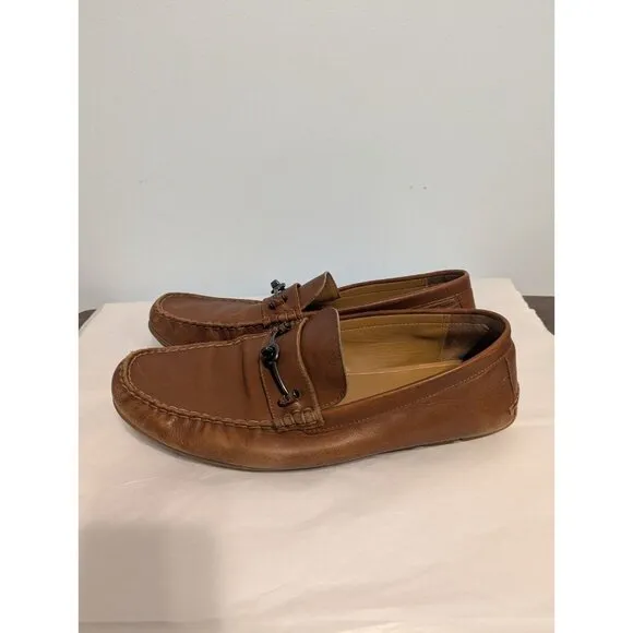 COACH Mott Driver Horse Bit Loafers Mens 11.5 Brown Leather Slip On Shoes Moc